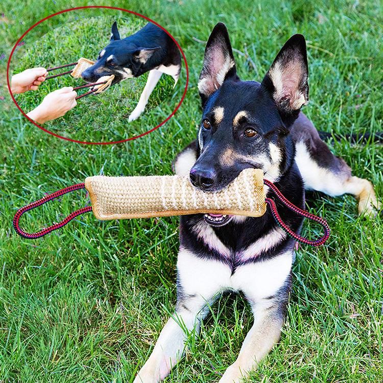 Pet Training Toy Indestructible Outdoor Dog Bite Tug Durable Linen Hunting Dog Bite Tug Equipment with Two Handle