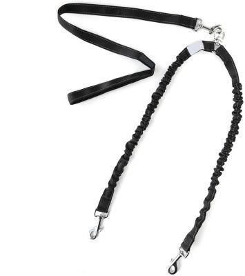 Comfortable Adjustable Dual Padded Handles Double Dog Bungee Leash