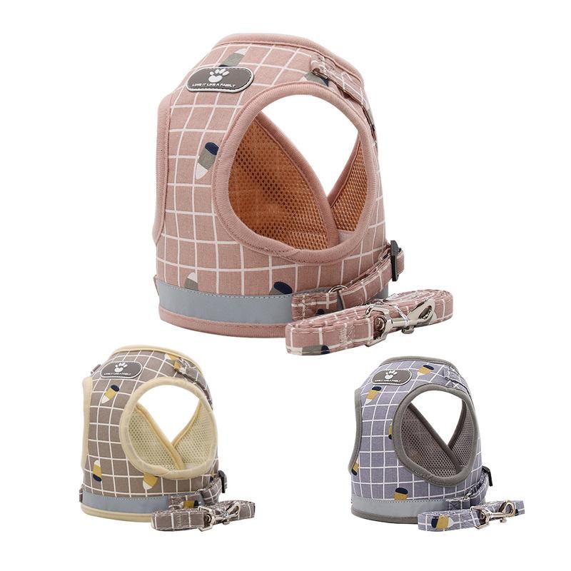 Cute and Comfortable Reflective Dog Vest Type Traction Leash Collar Leash Rope Running Walking Safe Night Pet Products Harness