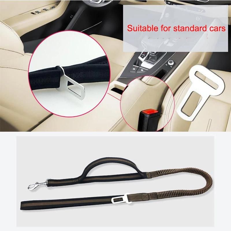 Double Handles Elastic Pet Leash with Car Seat Slip