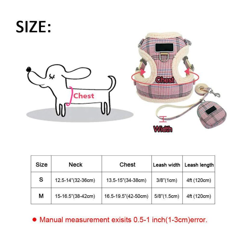 Soft/Cosy Dog Vest Harness and Leash Set with Cute Bags, No Pull Escape Proof Breathable Mesh Dog Harness