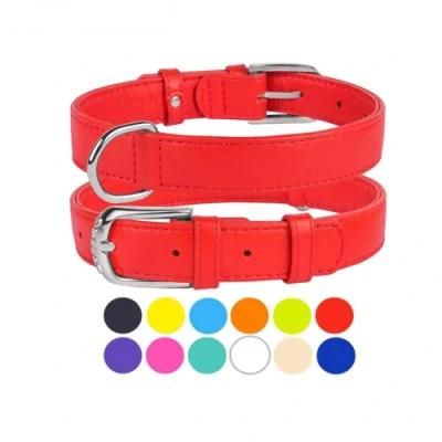 Factory Wholesale PU Leather Dog Collar with Durable Metal D-Ring