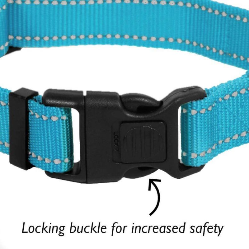 Reflective Nylon Dog Collar for Small Medium Large Sizes