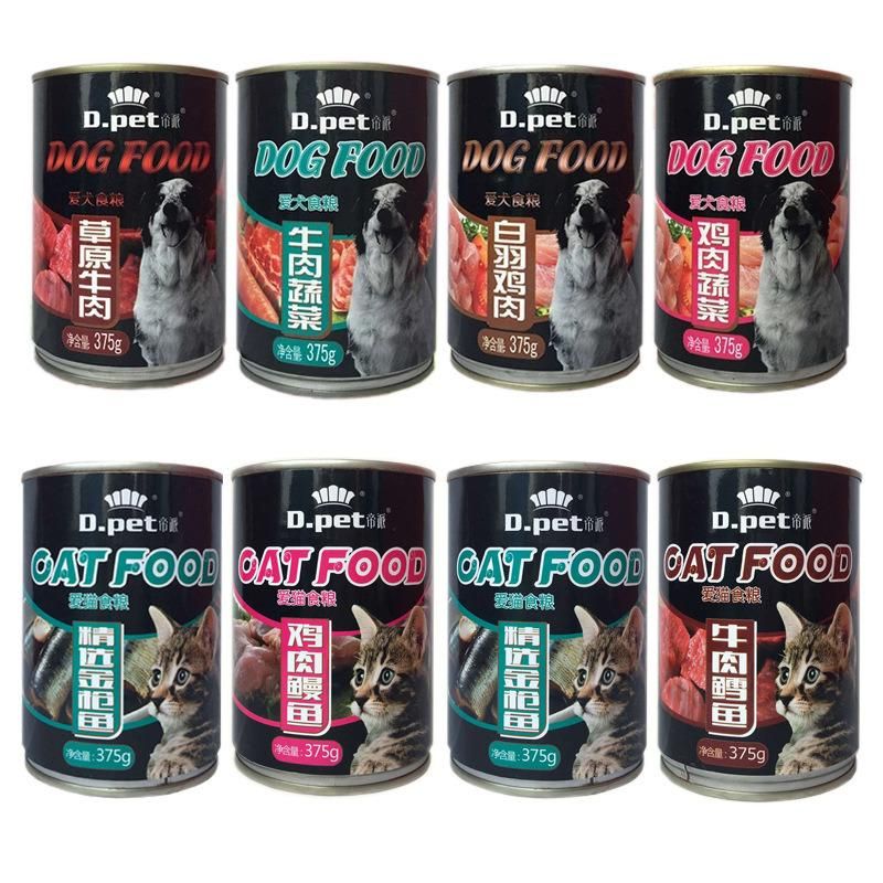 Pet Food Cat Canned Food 375g Tuna Chicken Eel Beef Cod Taste Cat Wet Food Cat Snacks
