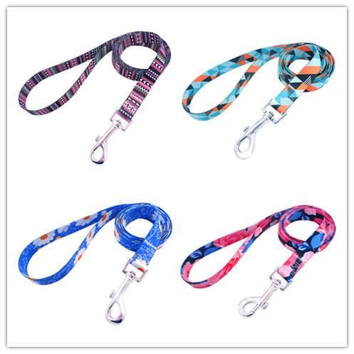 10 Colors Dog Collar Leash for Walking Training Luxury Polyester Pet Dog Cat Harness Set Custom Printed Dog Leash