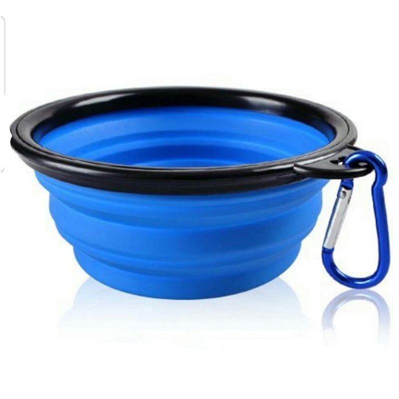 Collapsible Silicone Bowl with Color Matched Carabiner Clip - Dishwasher Safe BPA Free Food Grade Silicone Portable Pet Bowls - Foldable for Journeys, Hiking