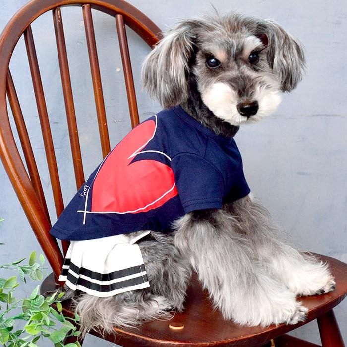 Fashion Pet T-Shirt Versatile Knit Lovely T-Shirt Black Gray Simple Generous Red Heart Pattern Dog Clothes