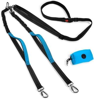 Wholesales Custom Adjustable Length Double Dog Leash with Adjustable Waist Belt