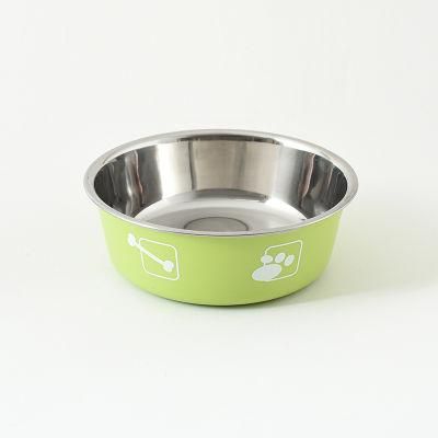 Bone Printed Dog Food Bowl Durable Solid Stainless Steel Pet Bowl Cute Dog Bowl