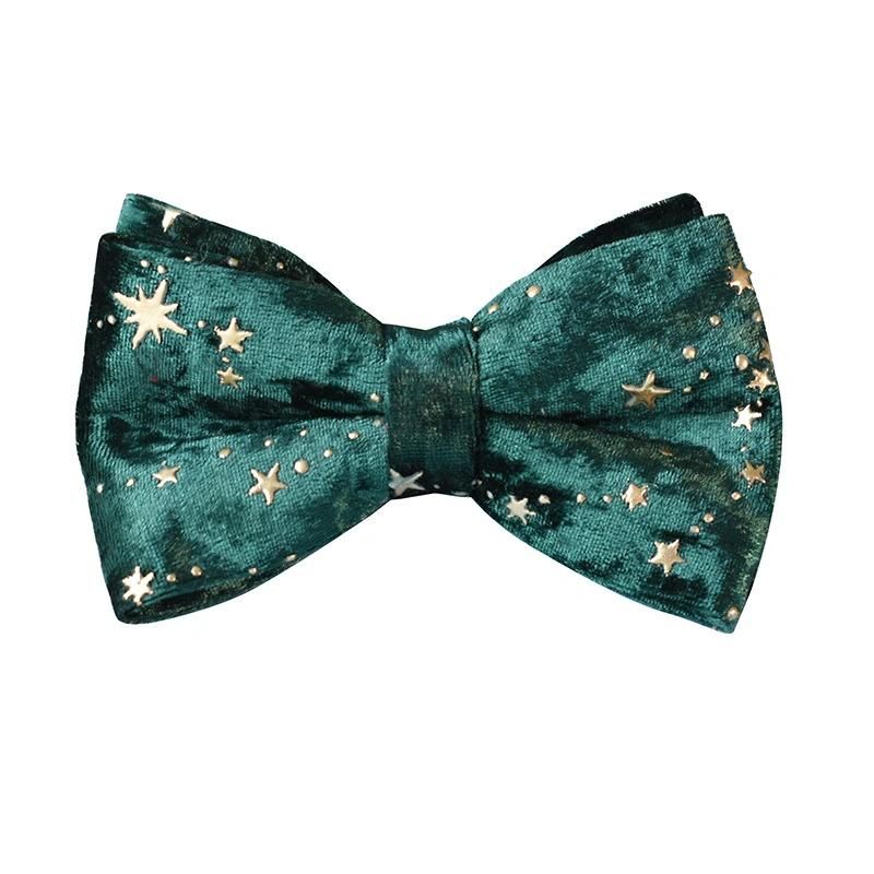 Personalized Dog Collar Christmas Red Velvet Bow Tie Pet Collar and Leash Set with Golden Stars Festival Dog Christmas Gifts