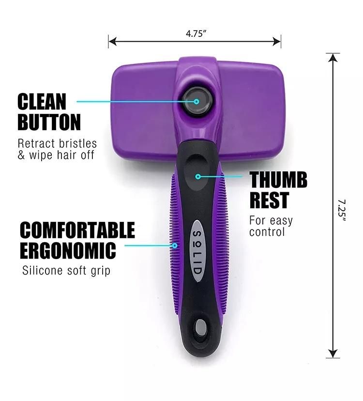 Pet Dematting and Detangling Comb Self-Cleaning Brushes Dog Cat Hair Remover Brush for Shedding and Grooming Dog Slicker Brush