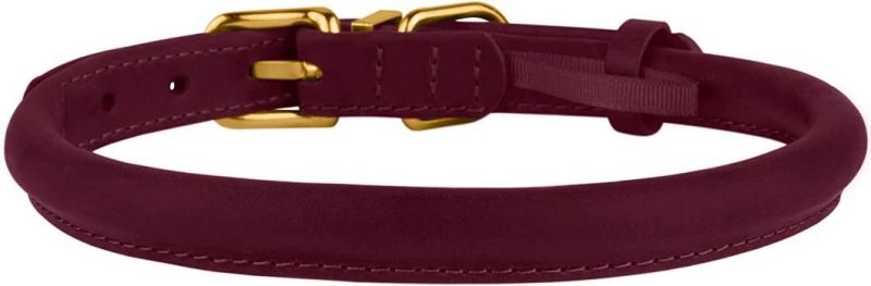 Rolled Leather Dog Collar Durable Round Rope Collars