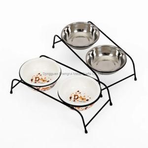 New Design Cute Pet Bowls Metal Cat Dog Feeder Stand