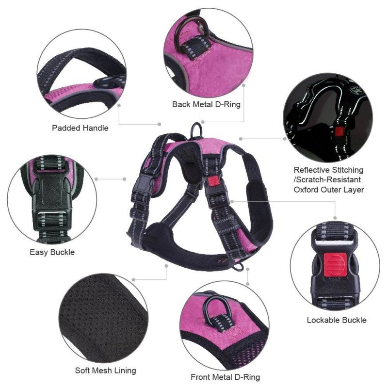 Dual Leash Attachment Pet Harness with Breathable Oxford Material 3m Reflective Dog Vest