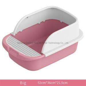 Semi Enclosed Anti Splashing Cat Litter Tray Pink