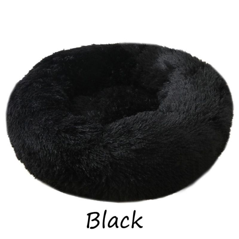 Wholesale Large Plus Pet Bed Fluffy Faux Fur Polyester Fiber Removable Cover Round Cozy Donut Dog Bed