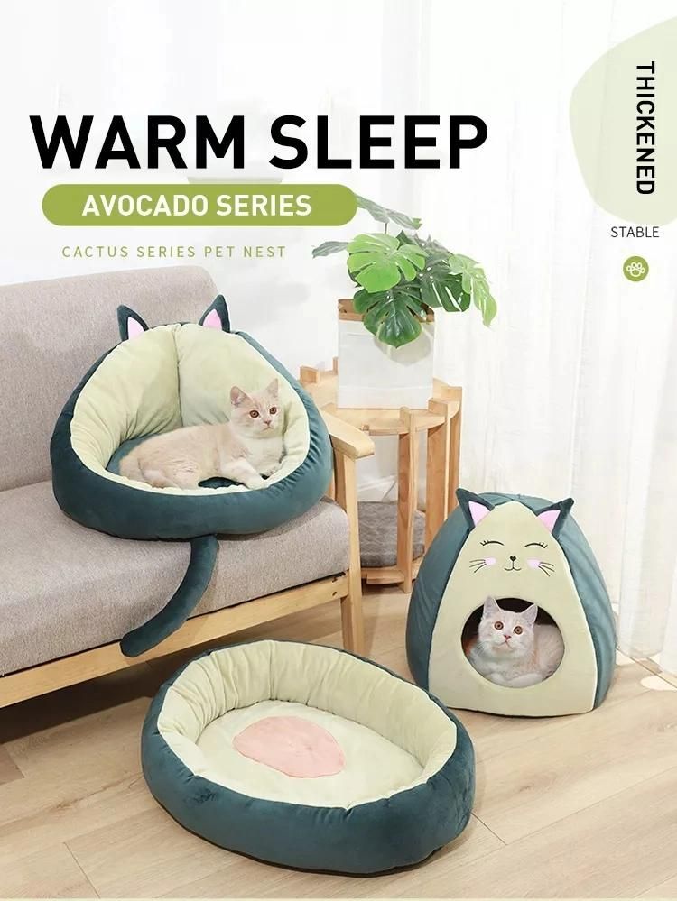 Lovely Plush Cotton Oxford Cat Round Bed for Luxury Living