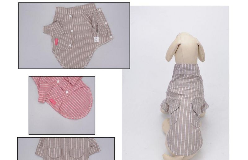 Summer Fastener Stripe Pocket T-Shirt Dog Accessories Apparel Pet Clothes