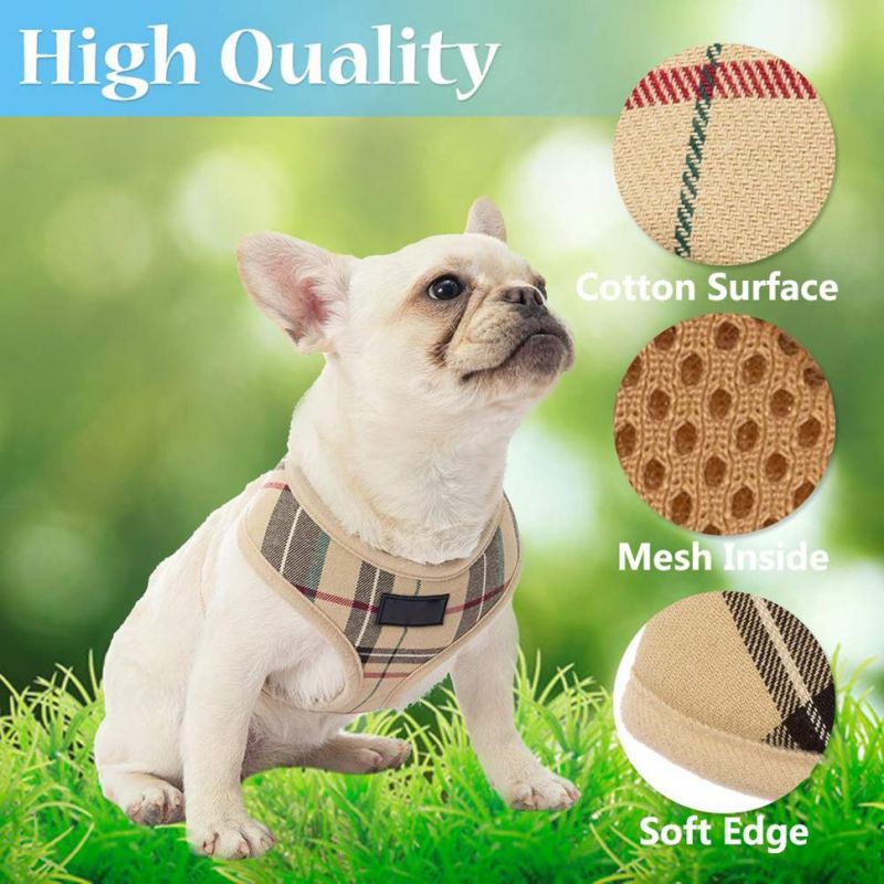 Soft Mesh Dog Harness Puppy Pet Comfort Padded Vest with Classic Plaid Design