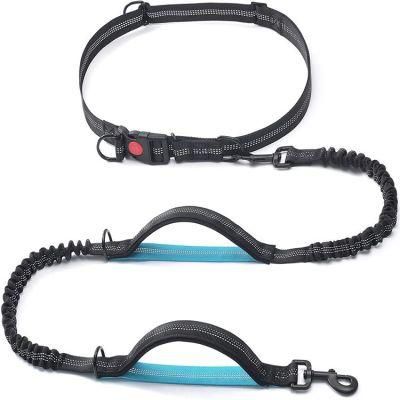Durable Padded Dual Hands Free Reflective Nylon Bungee Dog Leash