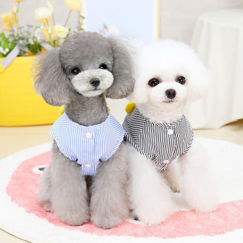 Amazon Hot Selling Pet Clothes Dog Chest Back No Leash Vest Teddy Cat Clothes Pet Clothes Vertical Bar Chest Back