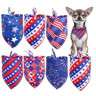 USA Flag Fourth of July Durable Pet Triangle Bibs Scarf Dog Bandana