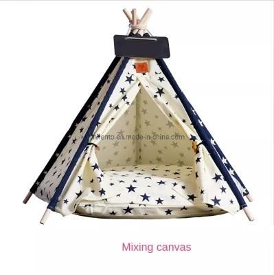 High Quality Dog Teepee Pets Dog Teepee Tent Canvas Cat Bed Portable Dog Teepee Tents