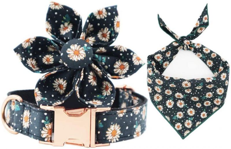 Cotton Fabric Pattern Dog Collar Bandana Set