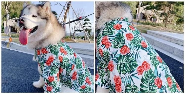 Fashionable Spring/Summer Hawaii Big Dog Floral Shirts Dog and Owner Matching Clothes Low MOQ Customized Dog and Human Mating