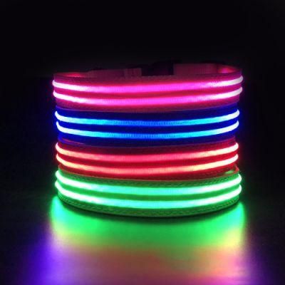 Rechargeable Nylon Flashing Light up Dog LED Collar