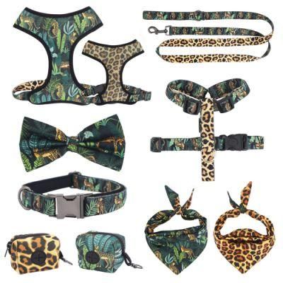 Custom Design Matching Dog Harness, Collar and Lead Poop Bag Holder Set