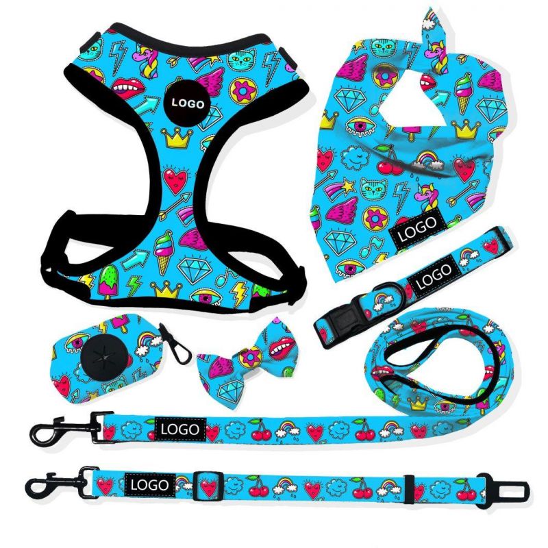 Wholesale Dog Harness Custom Lipstick and Cosmetics Sublimation Printing Valentine′ S Day Dog Leash Collar