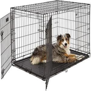 Wholesale High Quality Animal Crate Double Door Pet Dog Cage With Wheel