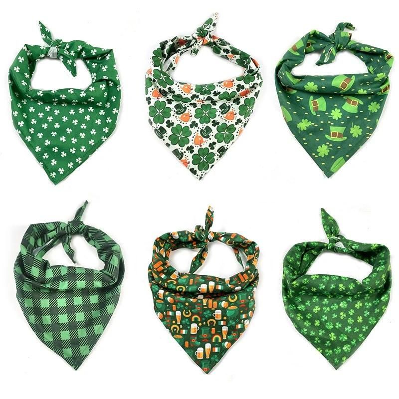 Multi- Color Washable Double Layer Plaid Printed Cotton Triangle Pet Dog Bandana Scarf
