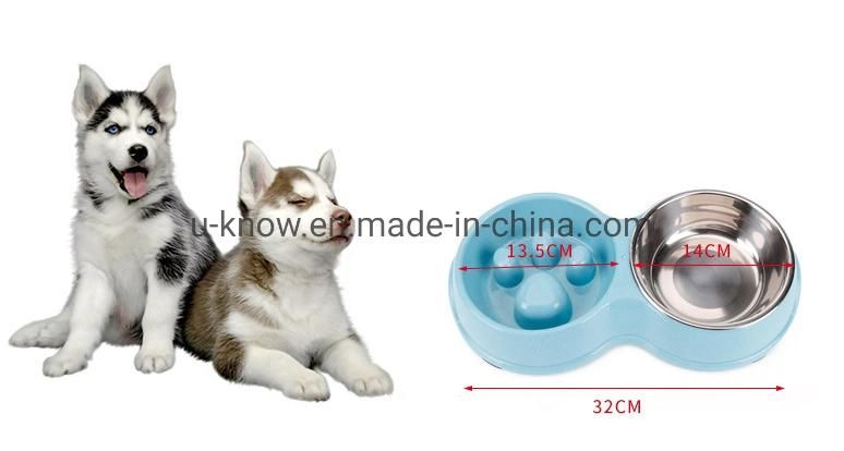 Double Bowl Pet Bowls Pet Feeding Bowl Plastic Bowl