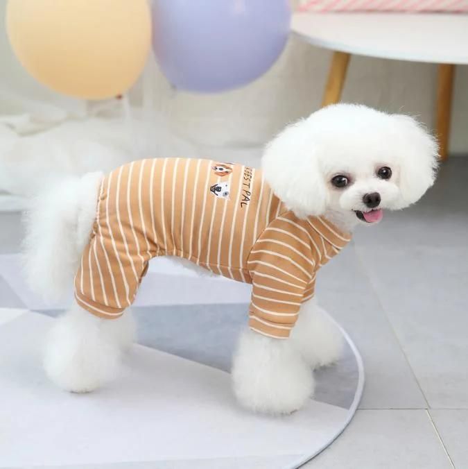 Pet Clothes Dog Clothes Autumn Winter Teddy Small Dog Pet Winter Stripe Dog Home Clothes