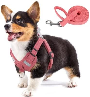No Pull Harness for Puppies Made by Soft Suede Fabric for Small and Medium Dogs