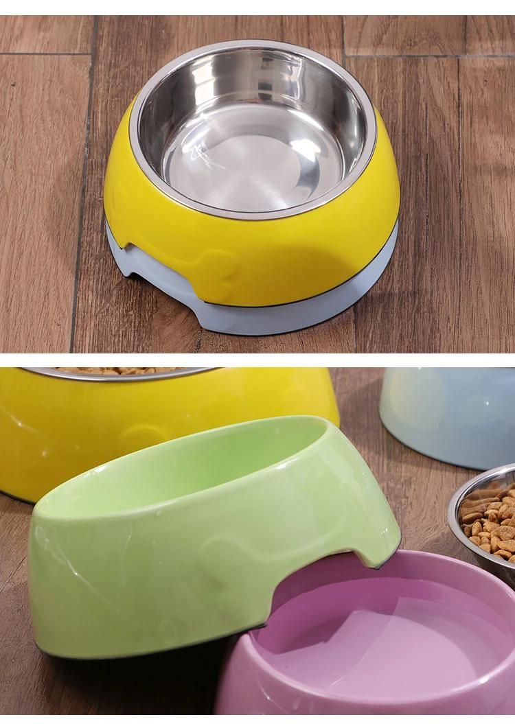 Multi-Color Melamine Stainless Steel Non-Slip Pet Bowl Durable Cute Feeding Water Dog Bowl