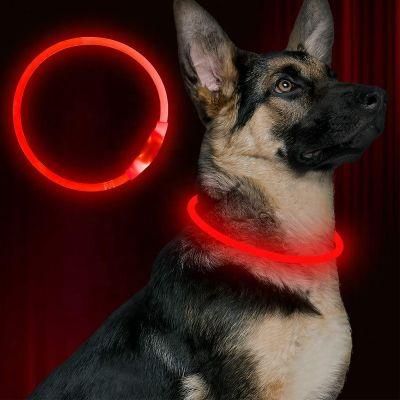 Waterproof LED USB Rechargeable Glowing Pet Silicone Dog Collar