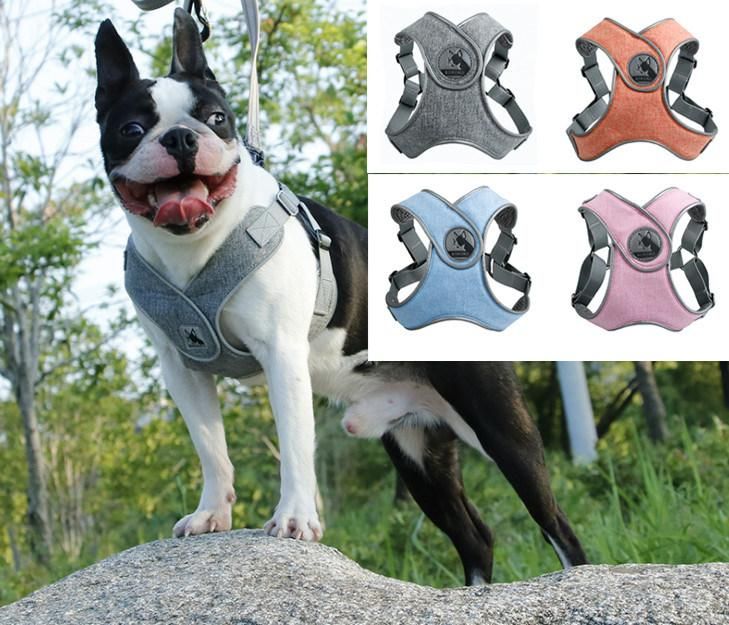 Pet Dog Harness Reflective at Night Comfortable Breathable Soft Solid Color New Style