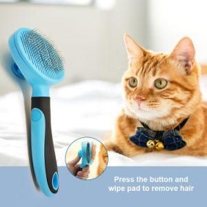 Pets Cat &amp; Dog Hair Brush Tools Stainless-Steel Comb Grooming Self-Cleaning Slicker Brush Pet Supply for China