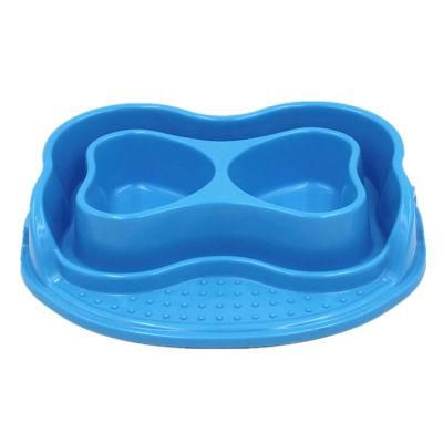 Blue Caring Pet Bowl Double Grid Dog Bowl Pet Food Bowl Large Melamine Two Grid Cat and Dog Feeding Bowl Luxury