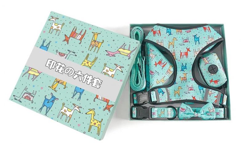 Amazon Popular Printing Pet Collars Harness Dog Leash Set