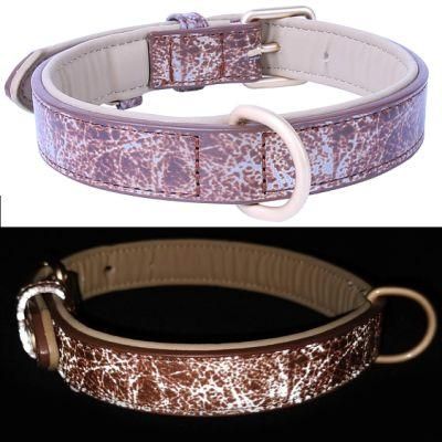 Heavy Duty Reflective Leather Dog Collar