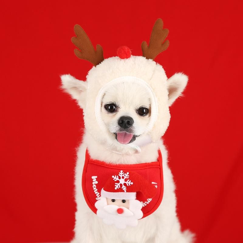 Pet Christmas Hats with Saliva Towel for Dog and Cat
