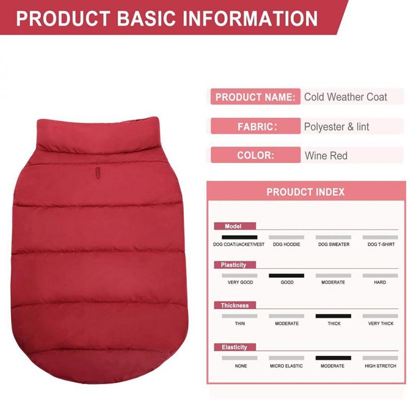 Dog Vest Cold Weather Pet Apparel with 2 Layers Fleece Lined