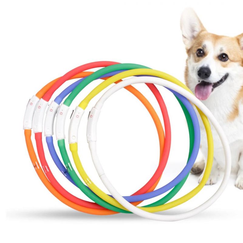 Glowing Multicolor Waterproof Light Pet Cat Perro USB Rechargeable LED Dog Collar for Night Safety