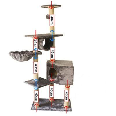 China Factory Wholesale Supply Luxurious House Customized Big Pet Products Condo Natural Sisal Wood Scratcher Furniture Cat Climbing Tree
