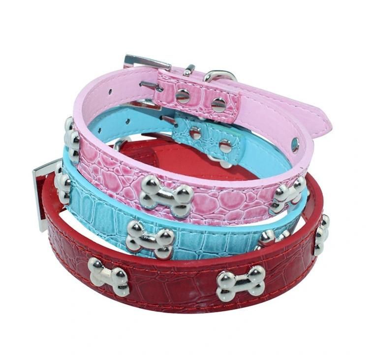 Hot Sale Cheap PU Metal Belt Buckle Personal Dog Collar with Custom Logo