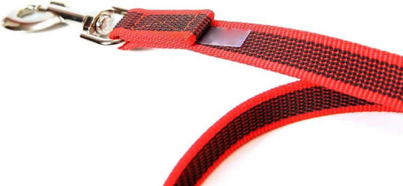 Red Dog Leash Strong Nylon Rope No Slip Rubber Stitched 6 FT Long with Handle